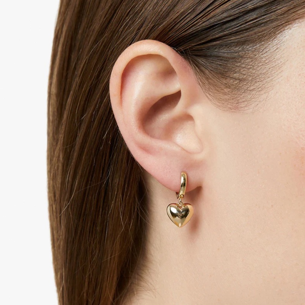 Ana Luisa Jessica Puffed Heart Hoops Gold Drop Earrings - Picture 3 of 5